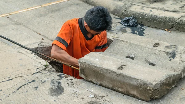 Arbeiten für die Kanalreinigung — Stockfoto