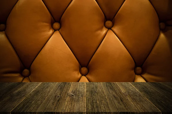 Terraço de madeira e textura de couro estilo vintage — Fotografia de Stock