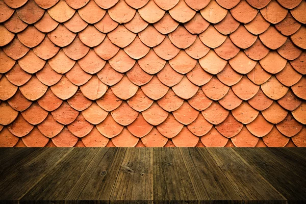 Wood terrace and Tile roof texture vintage style — Stock Photo, Image
