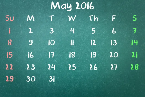 Gröna blackboard vägg textur med en ordet kalender 2016 kan — Stockfoto