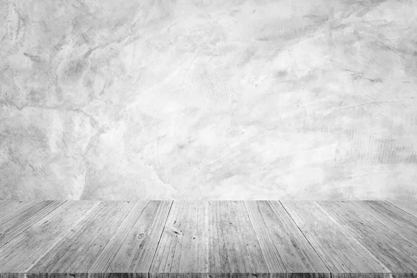 Wood terrace and Polished bare concrete wall texture — Stock Photo, Image