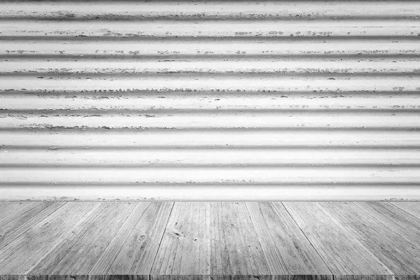 Madeira terraço e metal ferrugem parede textura — Fotografia de Stock