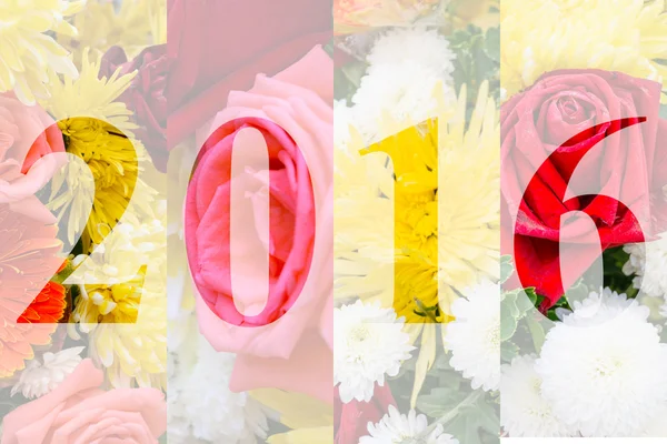 花のテーマの幸せな新しい年 2016 年 — ストック写真