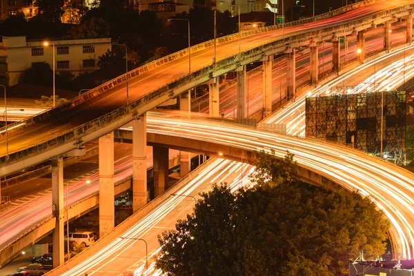 Nacht en vervoer in Bangkok stad Thailand — Stockfoto