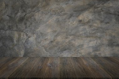 Beton duvar doku ahşap Teras ve cilalı çıplak