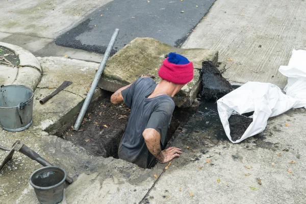 Working for drain cleaning — Stock Photo, Image