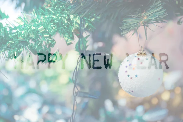 Terraza de madera y decoración del árbol de Navidad — Foto de Stock