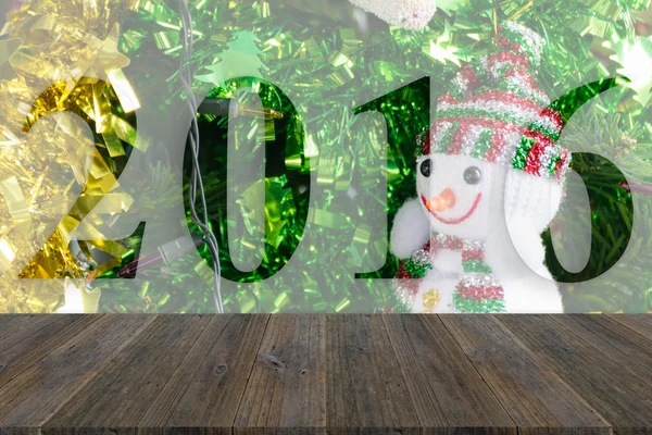 Träterrass och julgran dekoration 2016 — Stockfoto