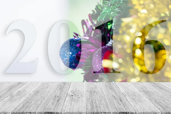 Träterrass och julgran dekoration 2016 — Stockfoto
