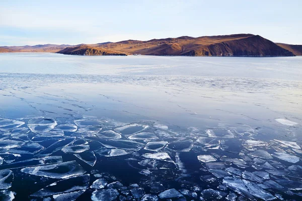 Lac Baikal Décembre Belle Vue Sur Détroit Olkhon Gate Moment — Photo