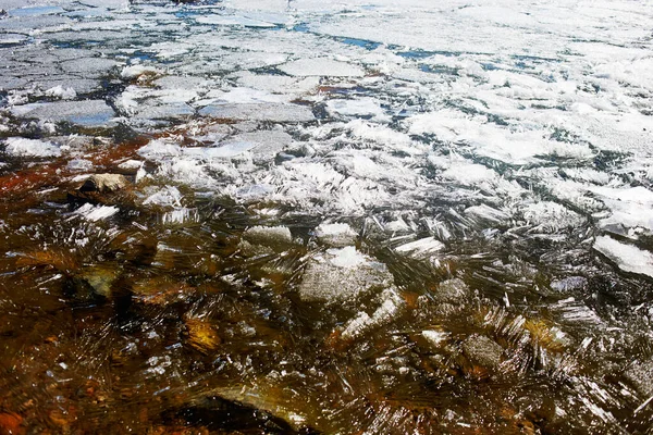 Schwimmende Eisschollen Und Klares Wasser See Der Baikalsee Frühling — Stockfoto