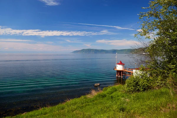 Lago Baikal Dia Verão Aldeia Listvyanka Foto Alta Qualidade — Fotografia de Stock
