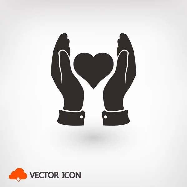 Coeurs dans les mains icônes — Image vectorielle
