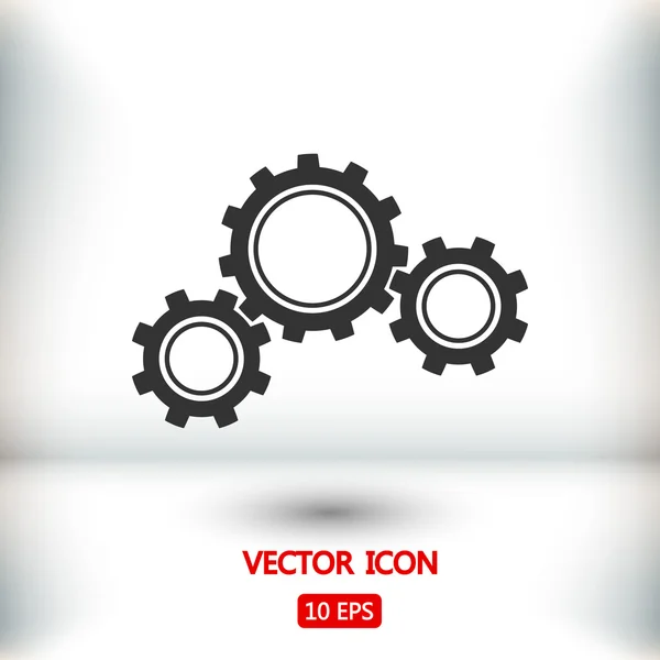 Engranajes icono ilustración. Estilo de diseño plano — Vector de stock