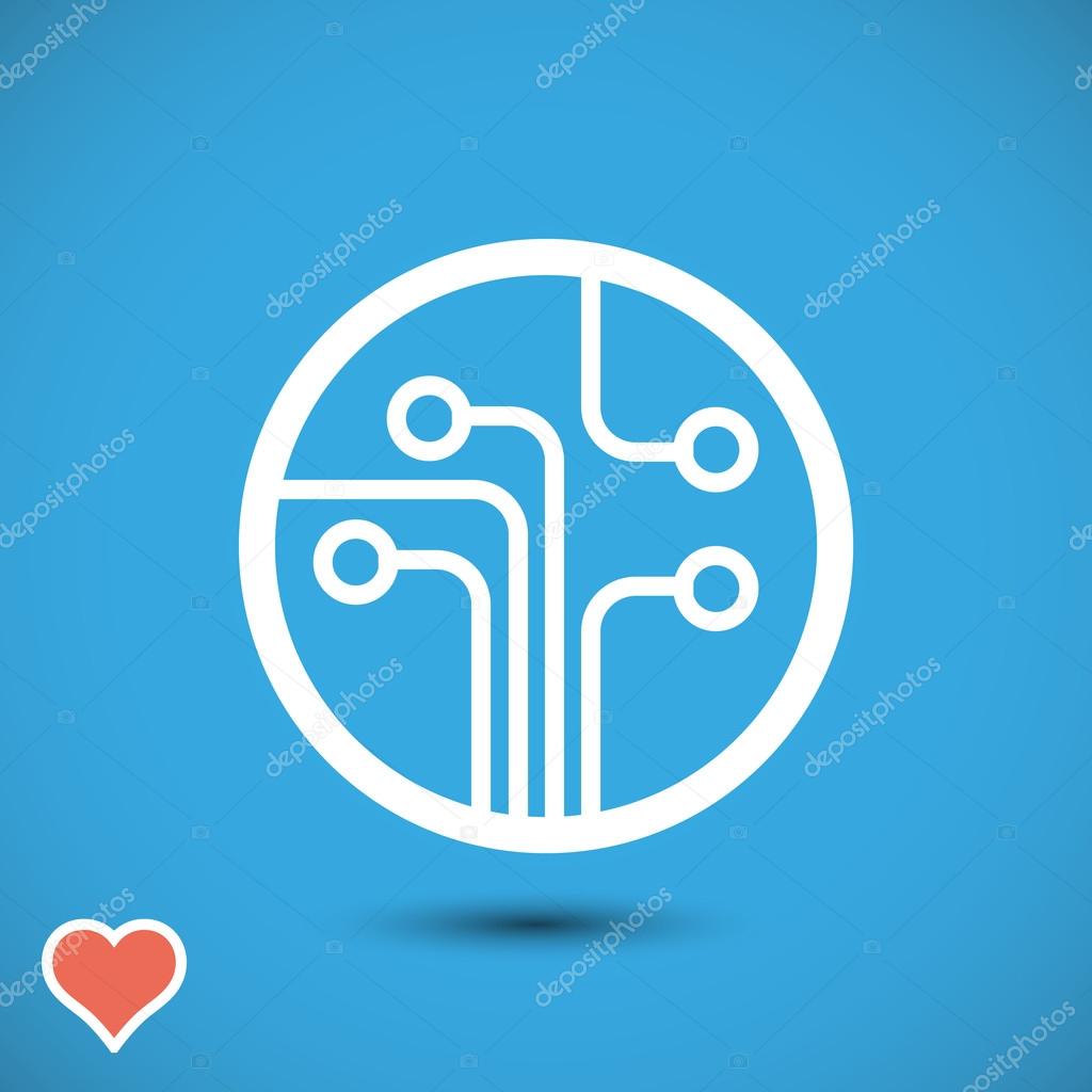 Circuit board, technology icon, vector illustration. Flat design