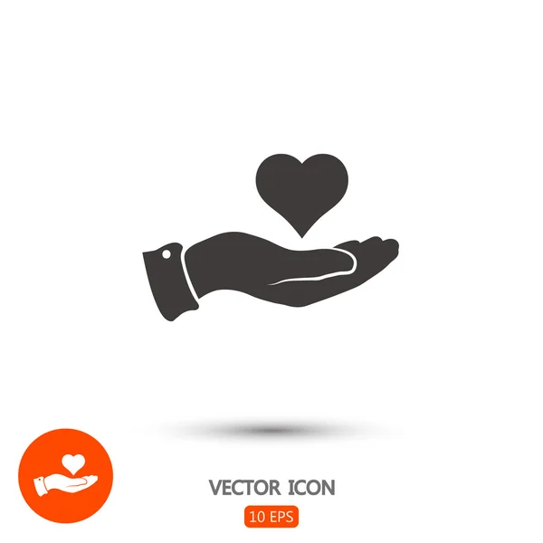 Hart in de hand pictogram — Stockvector