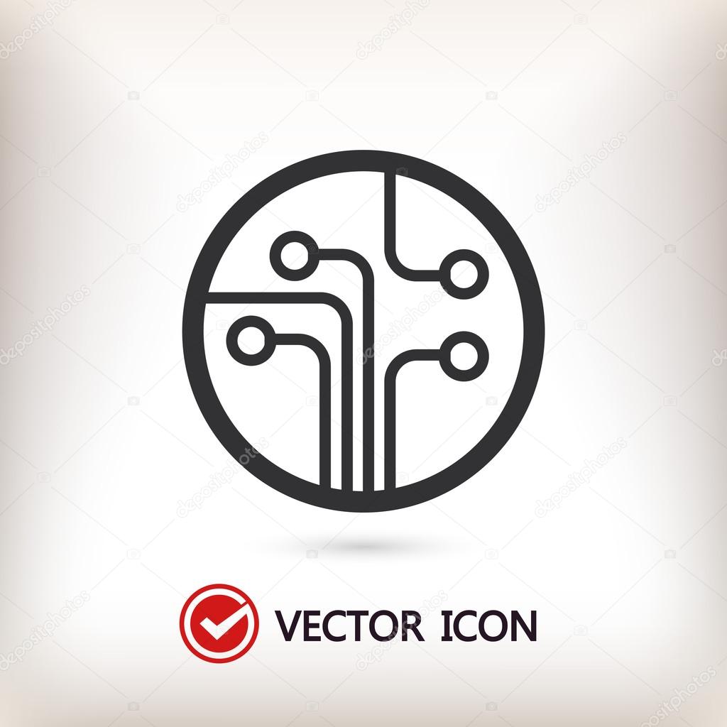 Circuit board, technology icon, vector illustration. Flat design