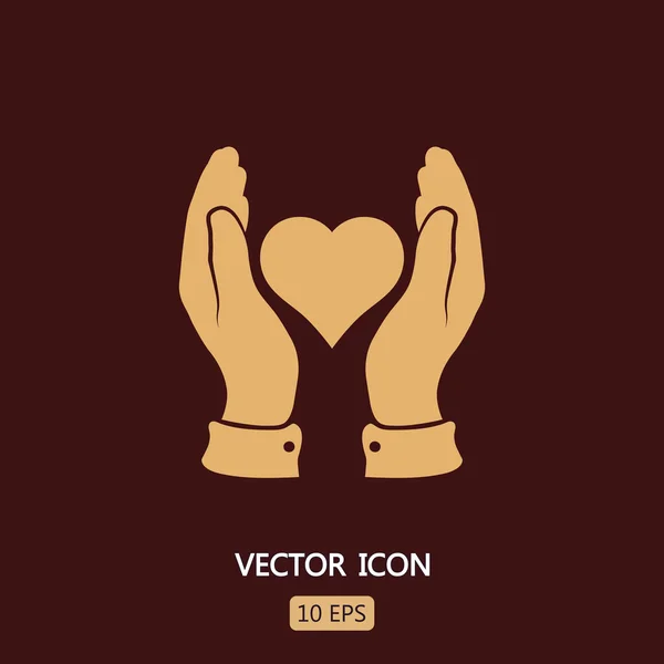 Corazón en las manos icono — Vector de stock