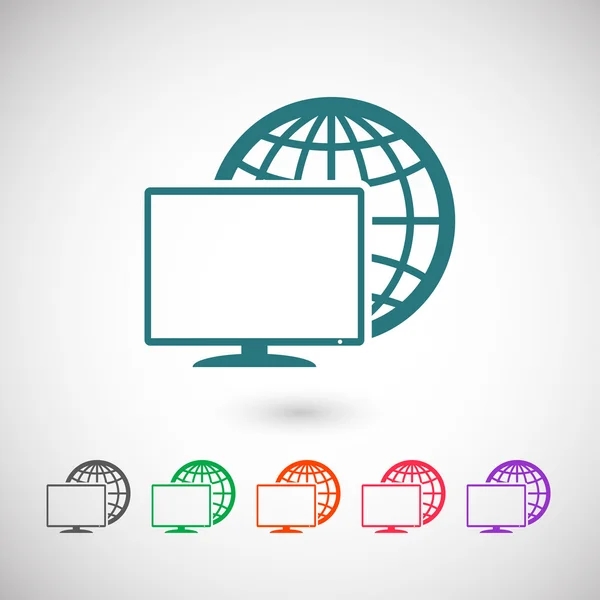 Monitor with globe icon — Stock Vector