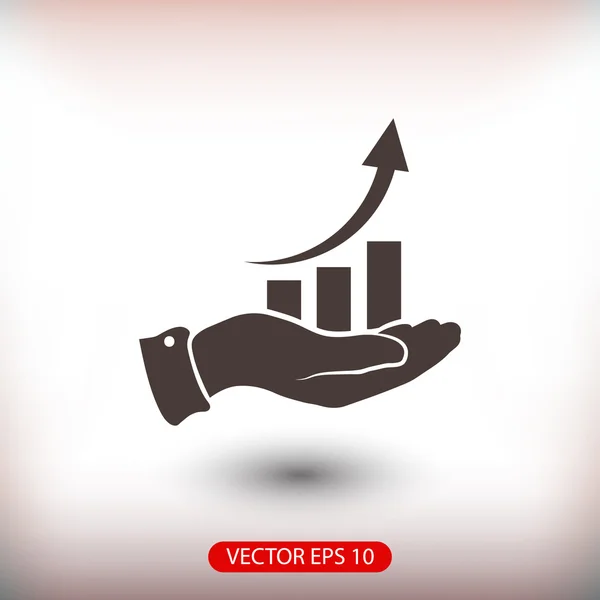 Ícone gráfico com a mão — Vetor de Stock