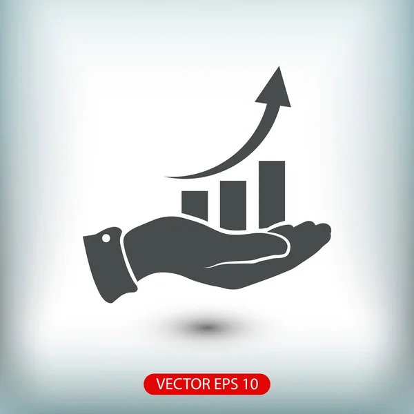 Ícone gráfico com a mão — Vetor de Stock