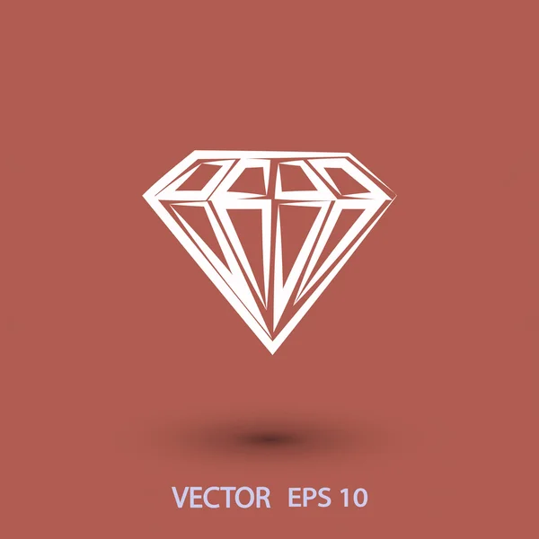 Diamante ícone de design plano — Vetor de Stock