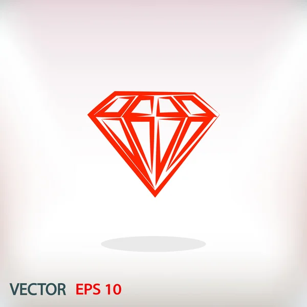 Diamante ícone de design plano — Vetor de Stock