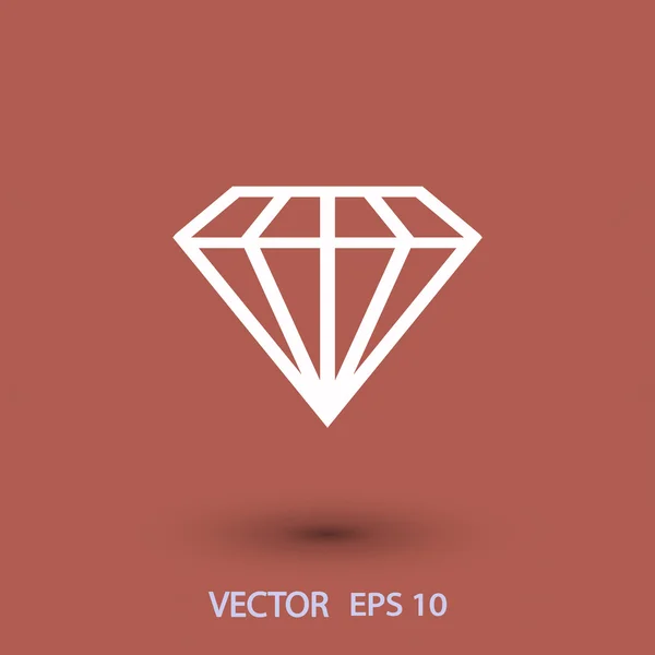 Diamante ícone de design plano — Vetor de Stock