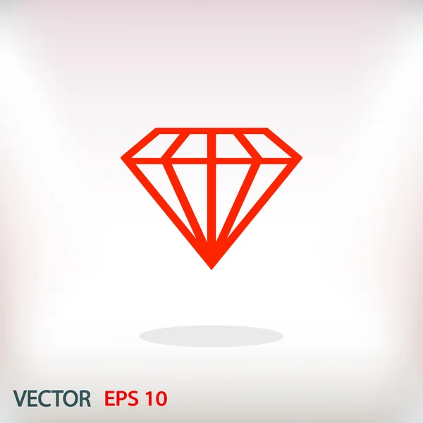 Diamant platte ontwerp pictogram — Stockvector