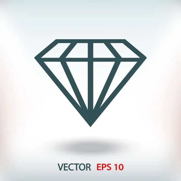 Diamante ícone de design plano — Vetor de Stock