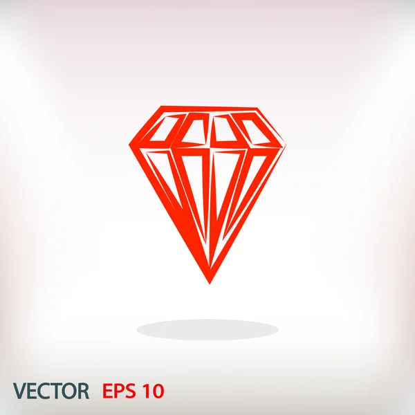 Diamante ícone de design plano — Vetor de Stock