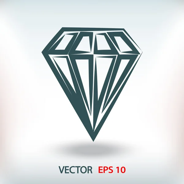 Diamante ícone de design plano — Vetor de Stock