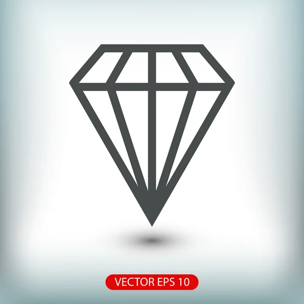 Diamante ícone de design plano — Vetor de Stock