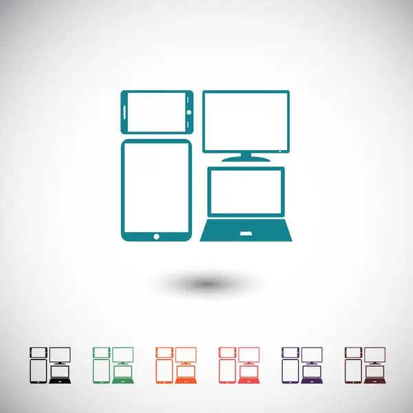 Conjunto de dispositivos eletrônicos ícone — Vetor de Stock