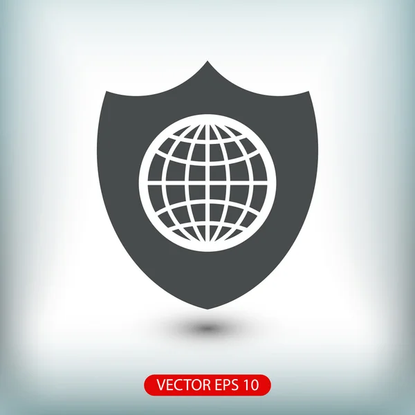 Shield with globe icon — Stock Vector