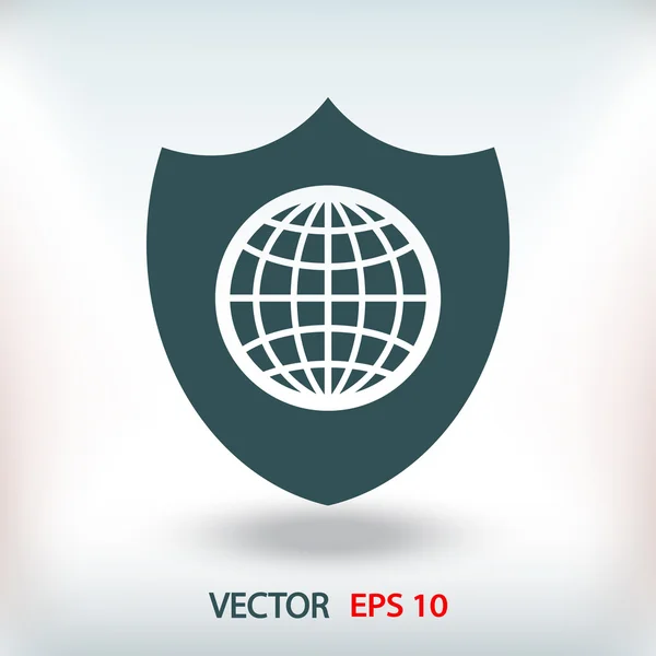 Escudo con icono globo — Vector de stock