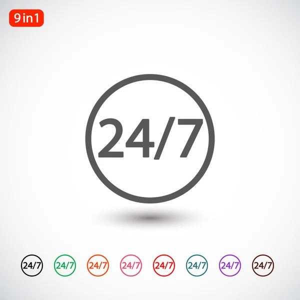 Pictogram 24 uur en 7 dagen — Stockvector