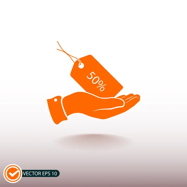 Mano con 50% icono de etiqueta — Vector de stock