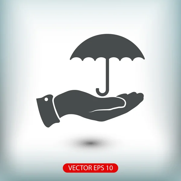 Paraplu met handpictogram — Stockvector