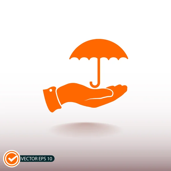 Umbrelă cu pictogramă de mână — Vector de stoc