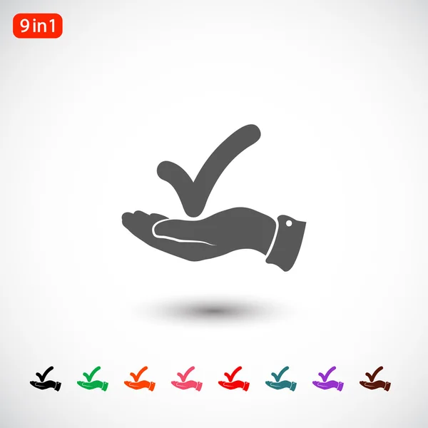 Hand met bevestigen pictogram — Stockvector