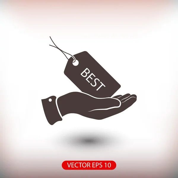 Main avec l'icône BEST tag — Image vectorielle