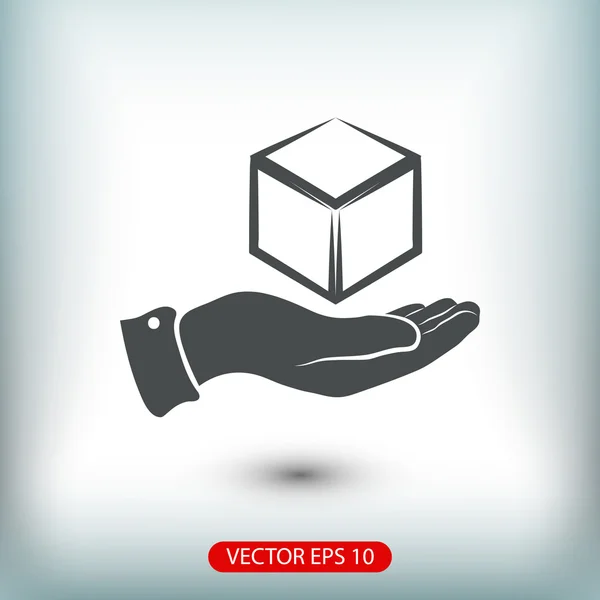 Hand with 3d cube icon — Stock Vector