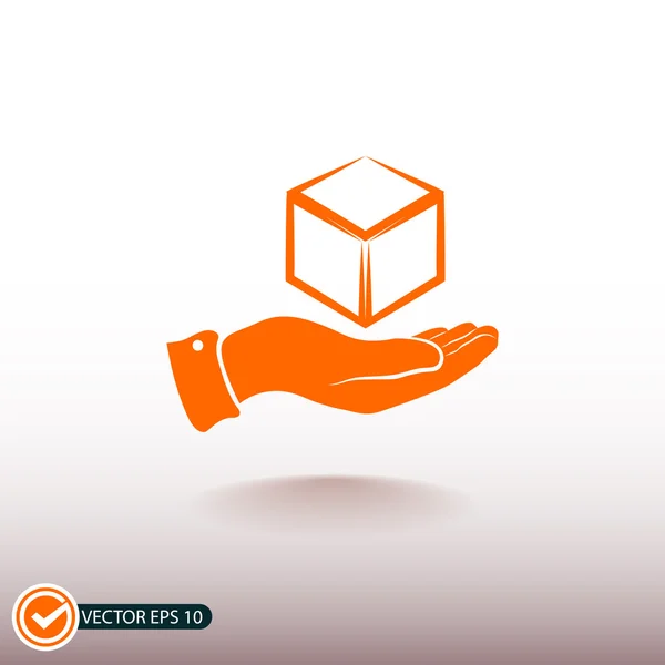 Mano con icono de cubo 3d — Vector de stock