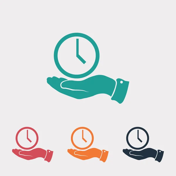 Mano con icono de reloj — Vector de stock