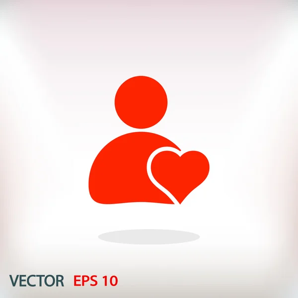 Silueta masculina con corazón — Vector de stock