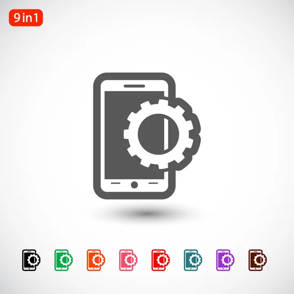 Paramètres de réglage, icône du smartphone mobile — Image vectorielle