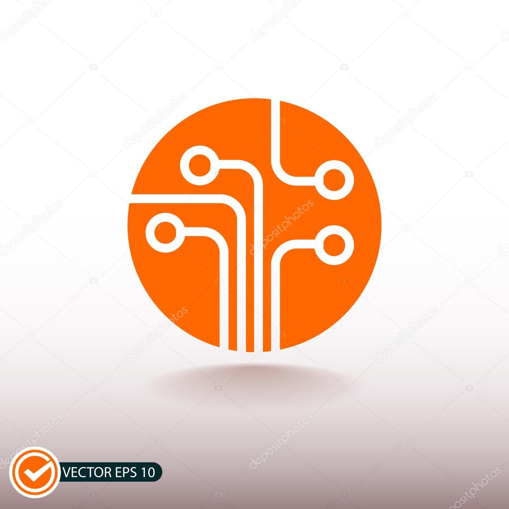 Circuit board, technology icon, vector illustration. Flat design