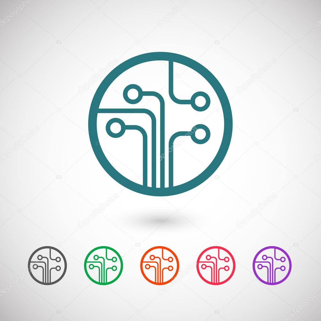Circuit board, technology icon, vector illustration. Flat design