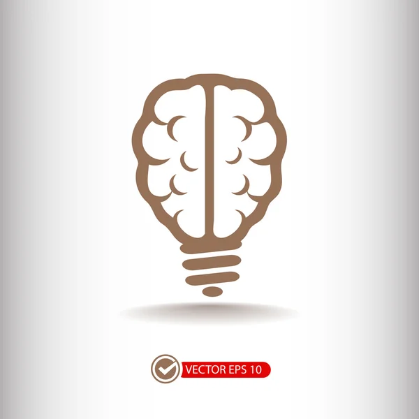 Icono del cerebro bombilla — Archivo Imágenes Vectoriales
